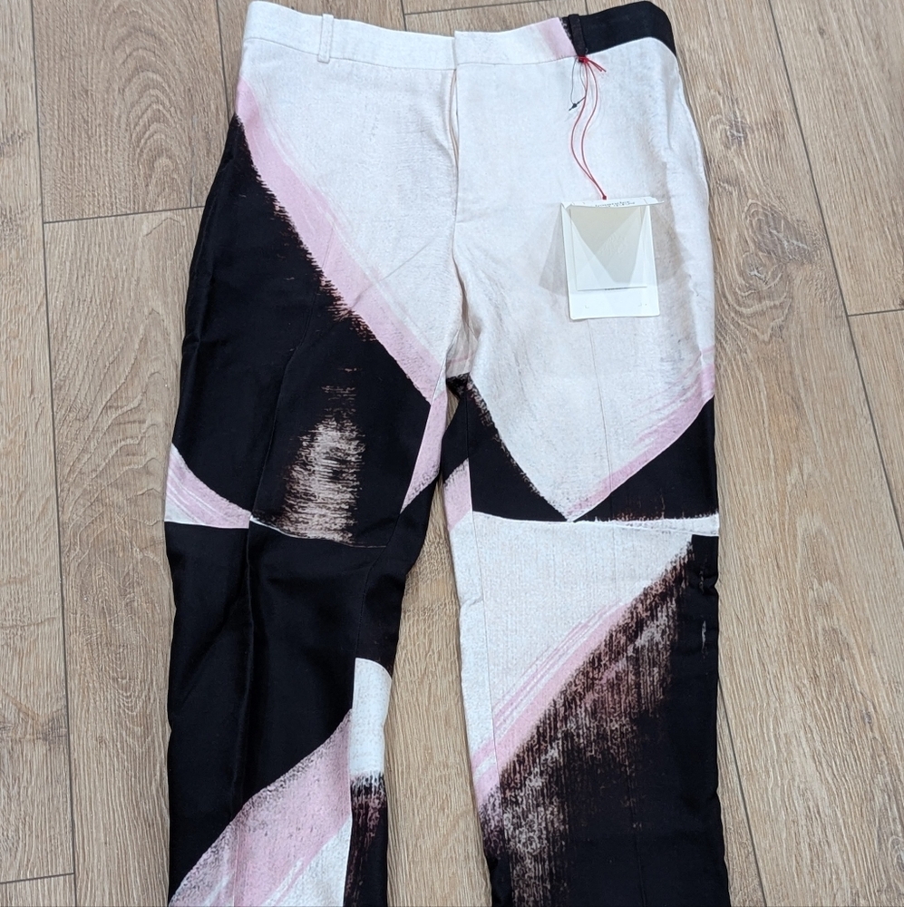 $1890 Mens Alexander McQueen "Cigarette" Viscose Trousers White Rose 50 US 34